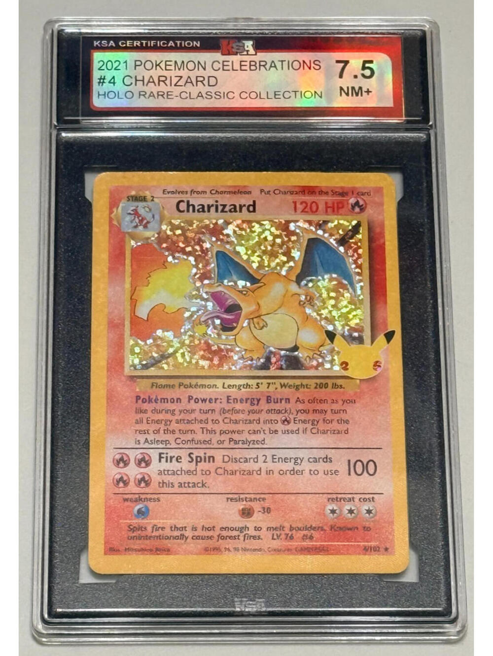 Charizard #4 4/102 Holo Rare Celebrations KSA 7.5 Pokemon Graded Card